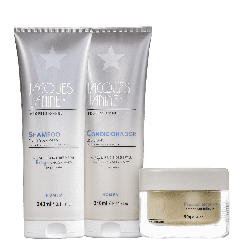 Kit Jacques Janine Professionnel Exclusivo para Homens Pomada (3 Produtos)
