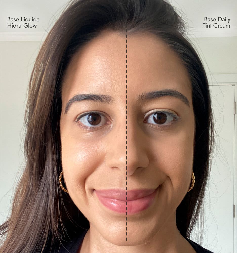 Textura das bases Hidra Glow e Daily Tint Cream, de Niina Secrets Eudora