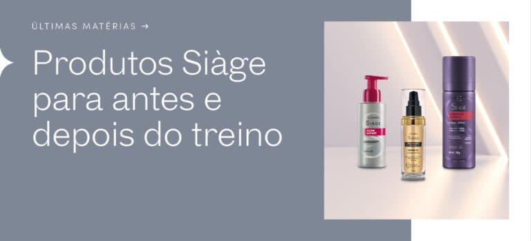 Produtos Siàge para antes e depois do treino