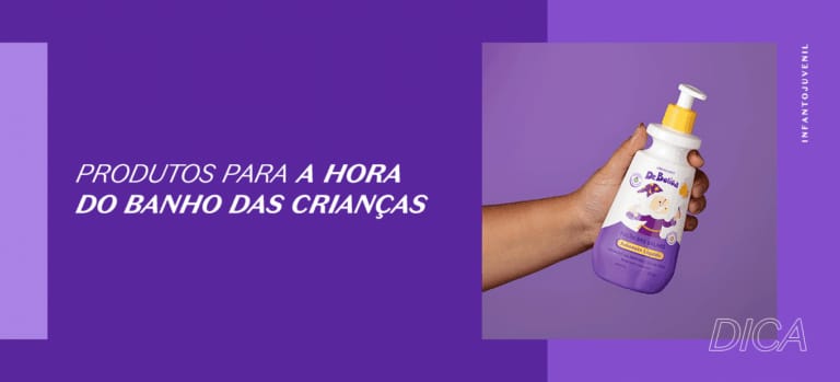 Produtos para a hora do banho das crianças