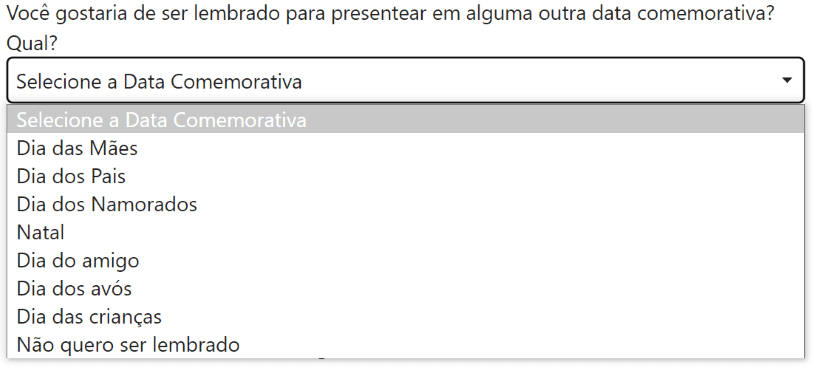 Print do campo de cadastro de lembrete de aniversário