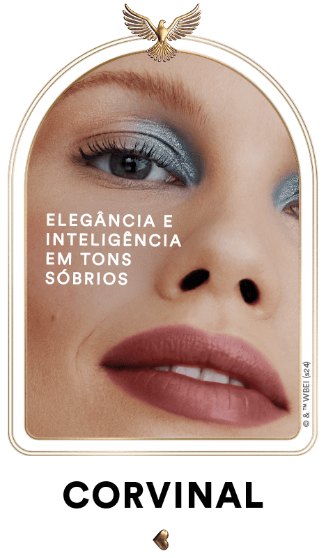 Maquiagem na cor azul. O texto diz: Corvinal: elegância e inteligência em tons sombrios