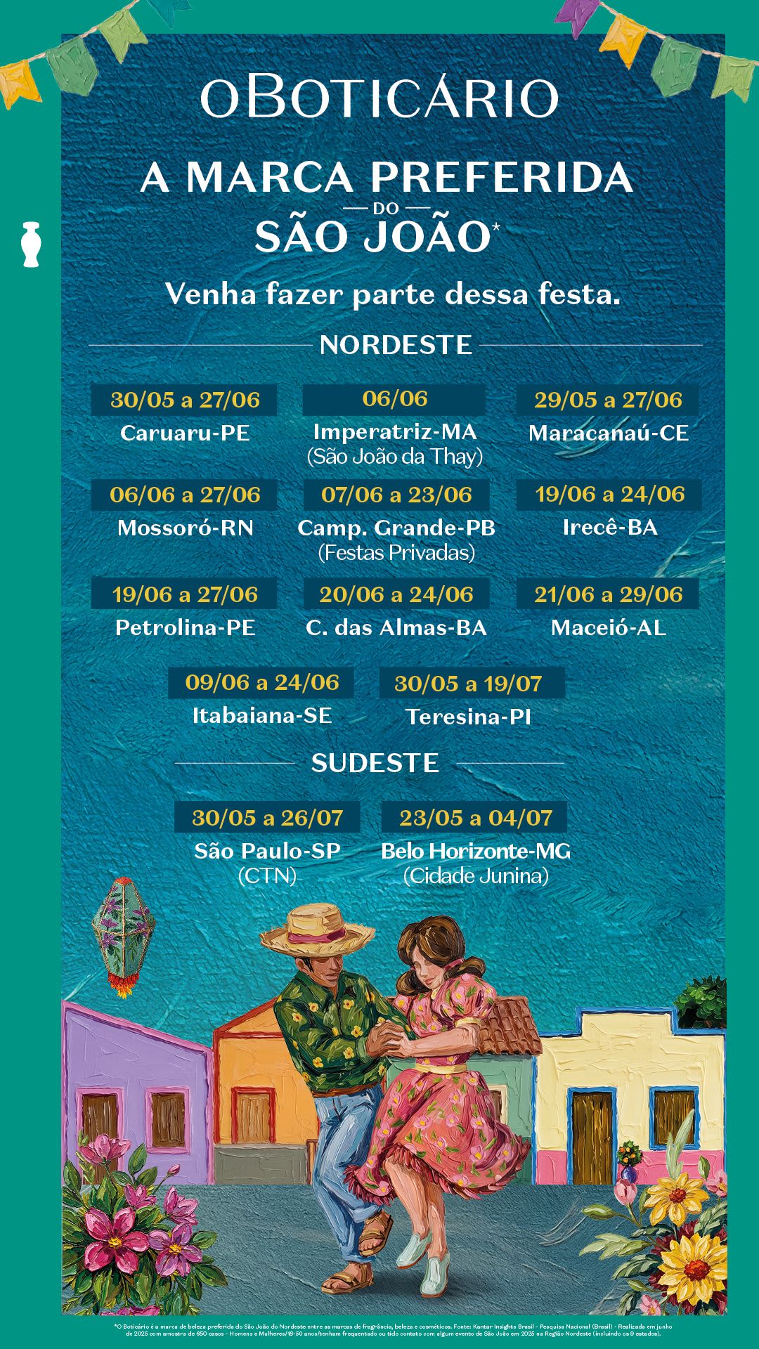 Calendário de Ativações do Boticário na Festa Junina