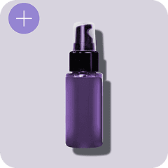 Frasco de produto cosmético roxo, representando a seleção de itens.