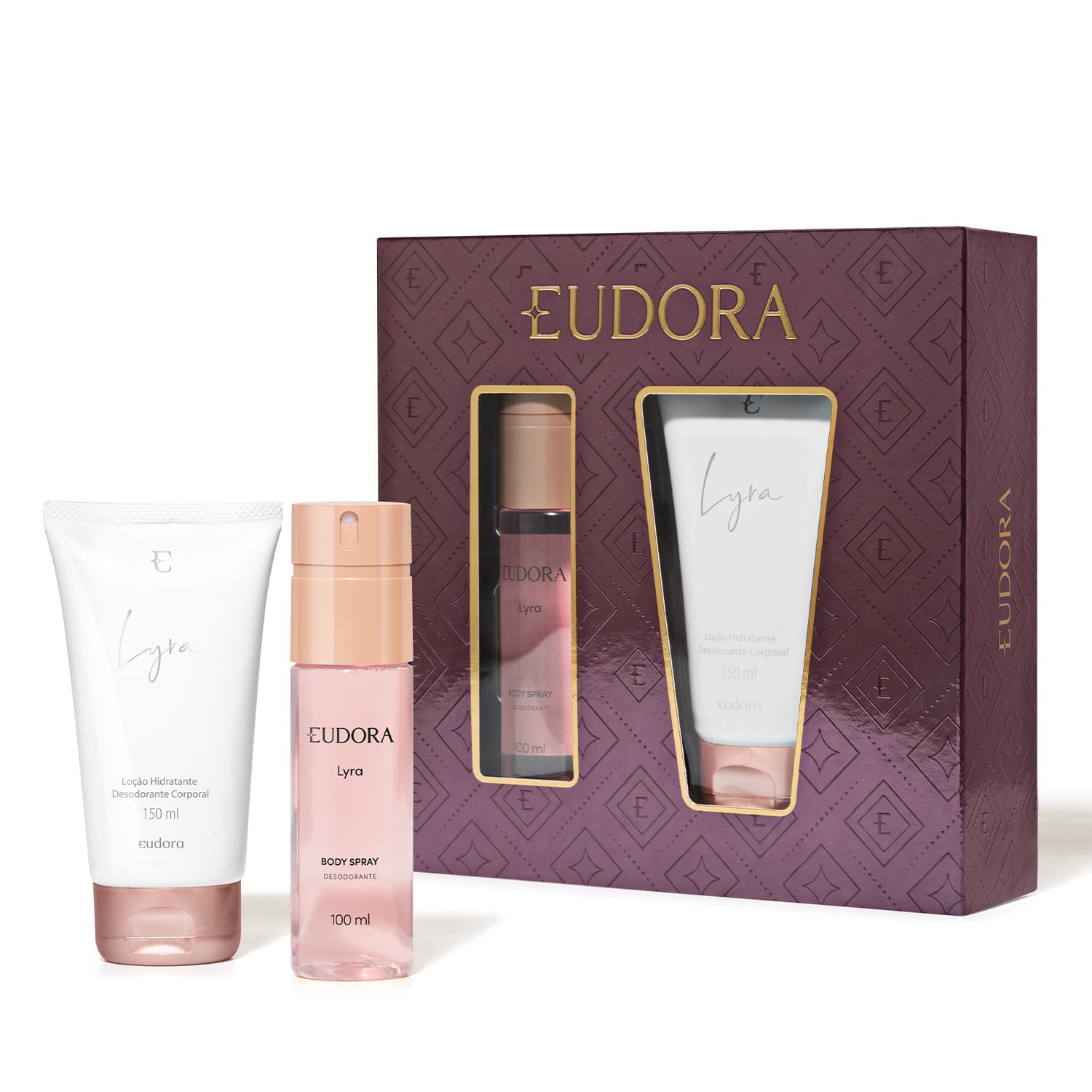 Kit Presente Dia Das Mães: Body Spray Lyra 100Ml + Loção Hidratante Lyra 150Ml