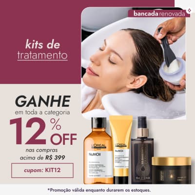 Kits de tratamento: Ganhe em toda a categoria: 12% OFF nas compras acima de R$399 (cupom KIT12)