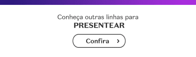 O banner com fundo roxo e branco, convida a conhecer todas as opções para presentear disponíveis no site.