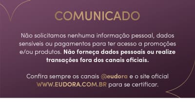O banner contém um comunicado em português informando que a empresa não solicita informações pessoais, dados sensíveis ou pagamentos, e orienta os clientes a verificarem os canais oficiais da empresa.
