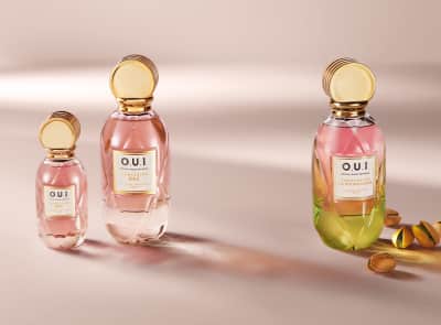 Três frascos de fragrância elegantes de Madeleine 862 Eau de Parfum e Madeleine 862 La Pistacherie Eau de Parfum.