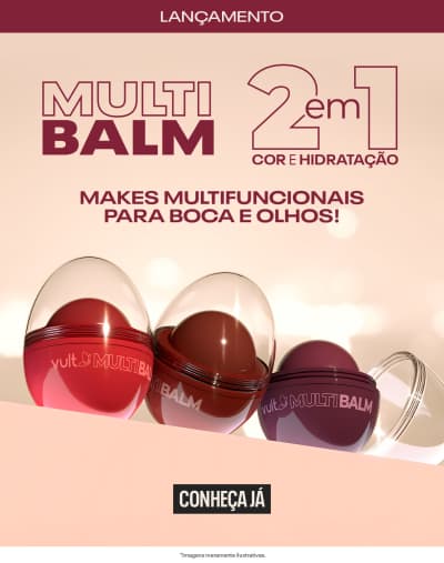 Um Combo Multi Balm: Vermelho Bala de Morango + Marrom Brigadeiro + Bordô Beijinho. 2 em 1 cor e hidratação. Conheça já.