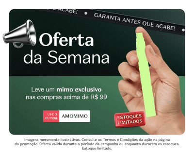 O banner traz como Oferta da Semana um mimo exclusivo para compras acima de R$ 99 usando o cupom AMOMIMO.