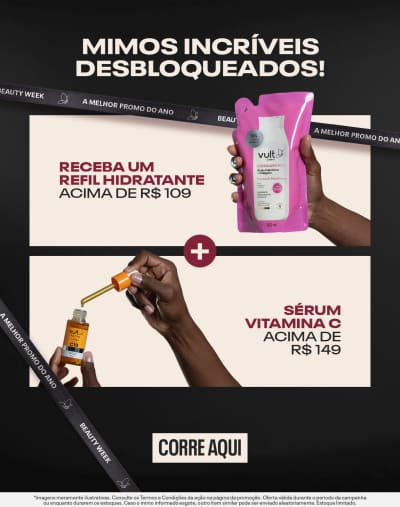 Mimos incríveis desbloqueados! Receba um Refil hidratante acima de R$109 + Sérum vitamina C acima de R$149.