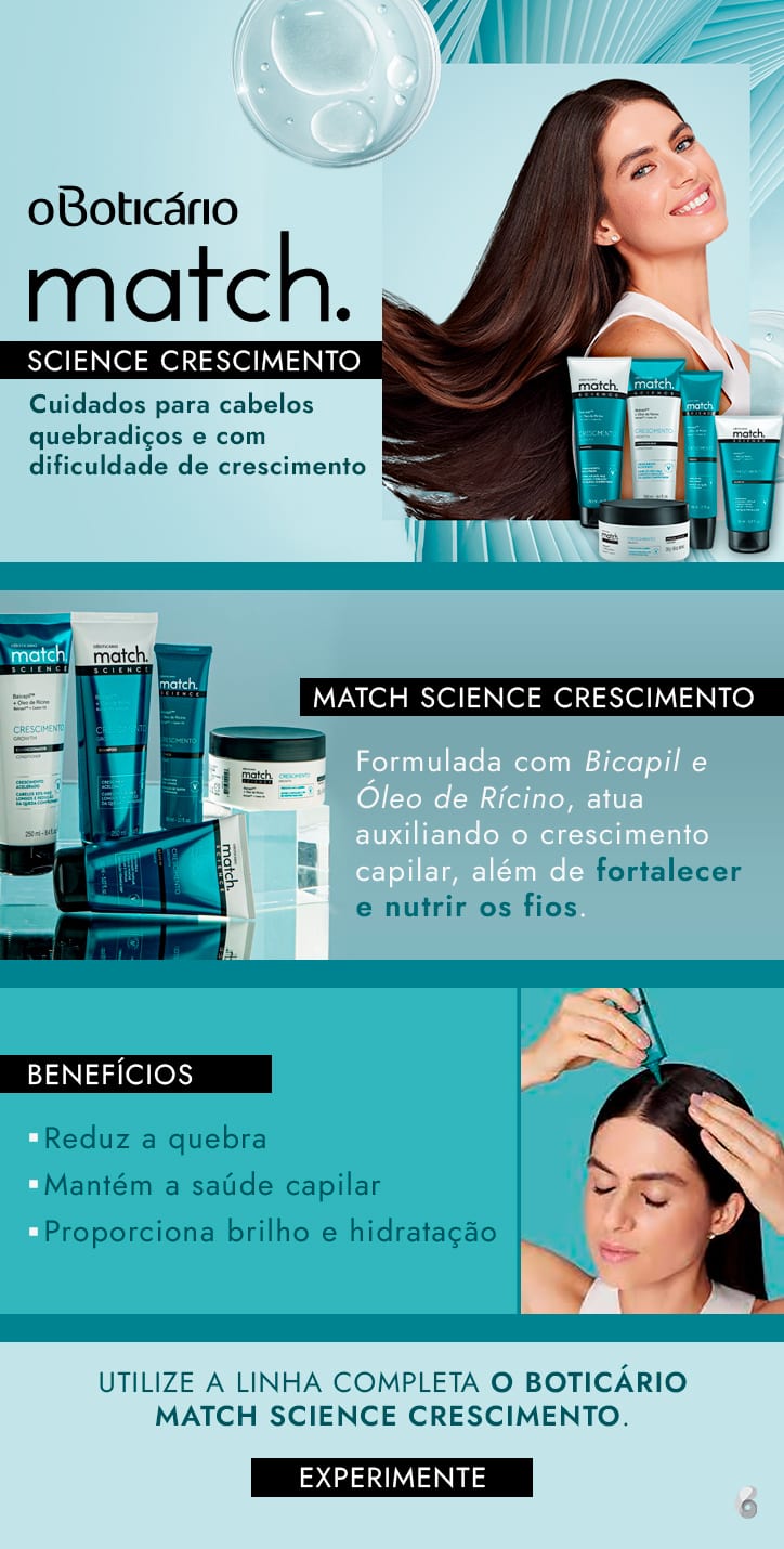 Shampoo Match Science Crescimento O Boticário Beleza na 