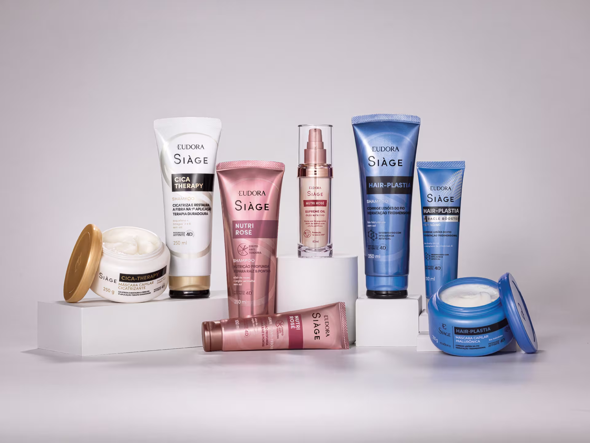 As linhas Cica Therapy, Nutri Rosé e Hair-Plastia de Eudora Siàge