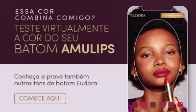 Teste virtualmente a cor do seu batom Eudora Amulips com Recomendador de Make Eudora!