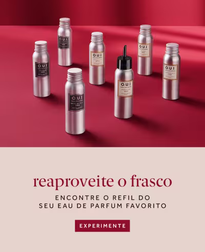 Variedade de frascos de refis. Reaproveite o frasco: Encontre o refil do seu eau de parfum favorito.