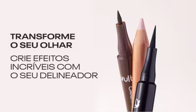 Um lápis, uma lapiseira e uma caneta delineadora. Transforme o seu olhar, crie efeitos incríveis com o seu delineador. 