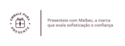 Banner branco, convidando para presentear com Malbec, a marca que exala confiança e sofisticação.