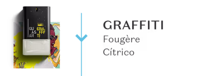 Um frasco de Quasar Grafitti, comunicando sua família olfativa Fougère Cítrico.