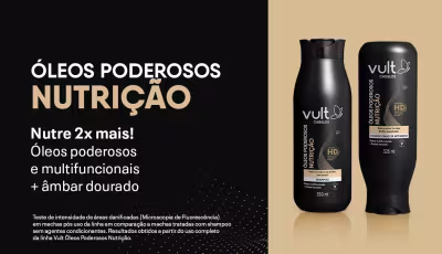 Nutre 2x mais! Óleos poderosos e multifuncionais + âmbar dourado.