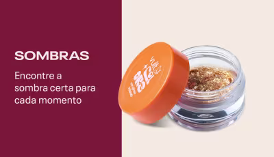 Um potinho de Ecoglitter Multifuncional Bloquinho. Encontre a sombra certa para cada momento.