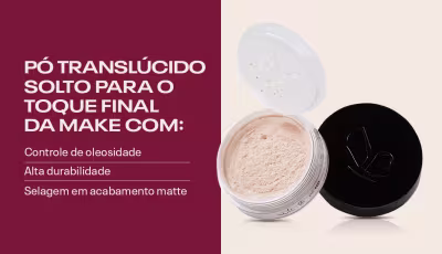 Um potinho de Pó Facial Translúcido HD Nude. Selagem em acabamento matte, controle de oleosidade e alta durabilidade.