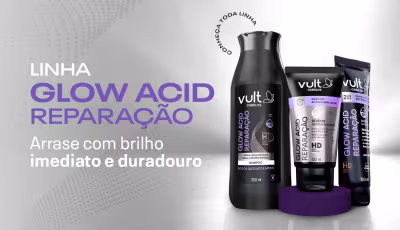 Uma Máscara Acidificante, um Shampoo e um Creme Noturno Multifuncional 2 em 1 da Linha Glow Acid Reparação. Brilho imediato e duradouro.