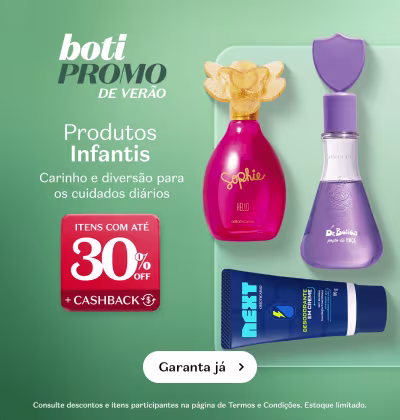 O banner apresenta uma variedade de produtos infantis, há também uma oferta promocional de até 30% de desconto em itens relacionados.