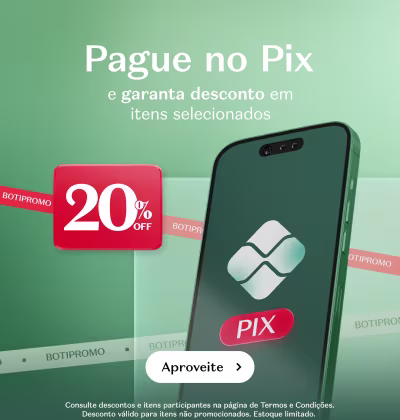 O banner mostra um smartphone com o logotipo do Pix e uma promoção de 20% de desconto em itens selecionados pagos via Pix.