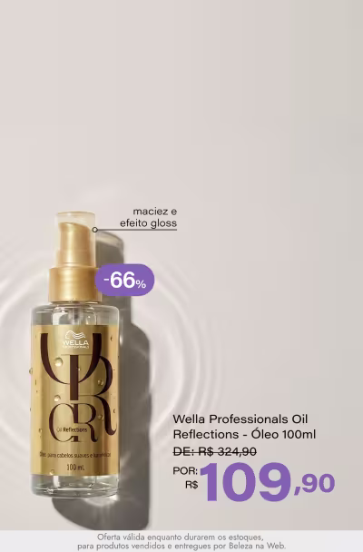 Wella Professionals Oil Reflections - Óleo Capilar 100ml De: R$ 324,9 Por: R$ 109,9 Selo: 66% OFF *Vendidos e entregues por Beleza na Web