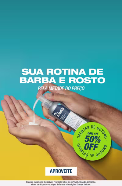 Sua rotina de barba e rosto pela metade do preço! Barba e rosto com ate 50% off