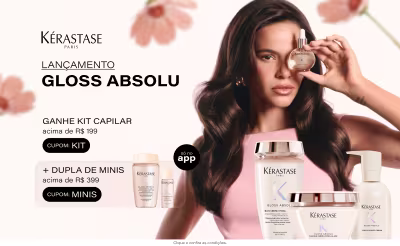 Especial Kérastase - Lançamento Gloss Absolu: Ganhe kit capilar nas compras acima de R$199 + Ganhe Dupla de minis acima de R$399 só no app. *Vendidos e entregues por Beleza na Web. *Envio aleatório.