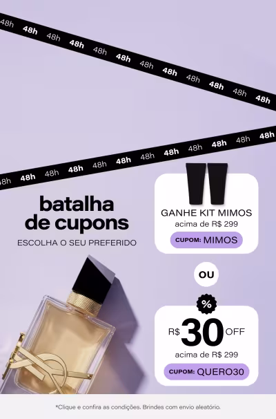 Batalha de Cupons: Escolha o seu cupom queridinho: Kit Mimos nas compras acima de R$299 ou R$30 OFF extra nas compras acima de R$299 . *Vendido e entregue por Beleza na Web. *Envio aleatório