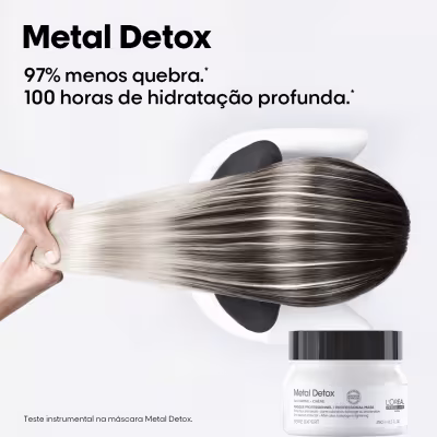 O banner mostra uma máscara capilar da linha Metal Detox da L'Oréal Paris