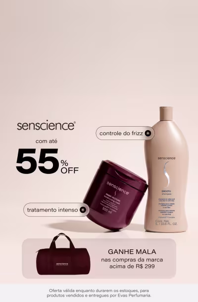 Senscience com até 55% OFF + Ganhe Mala nas compras da marca acima de R$ 299.