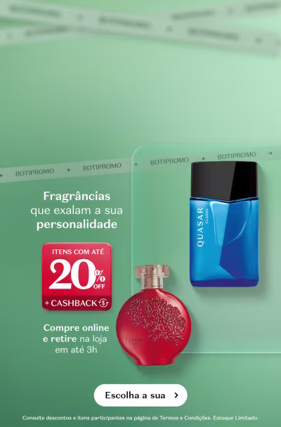 Frasco de vidro azul e vermelho com tampa preta em fundo verde menta.