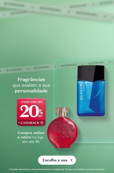 Frasco de vidro azul e vermelho com tampa preta em fundo verde menta.