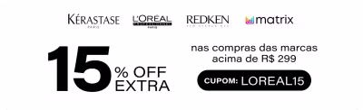 Ganhe 15% off nas compras das marcas de L'Óréal acima de R$299