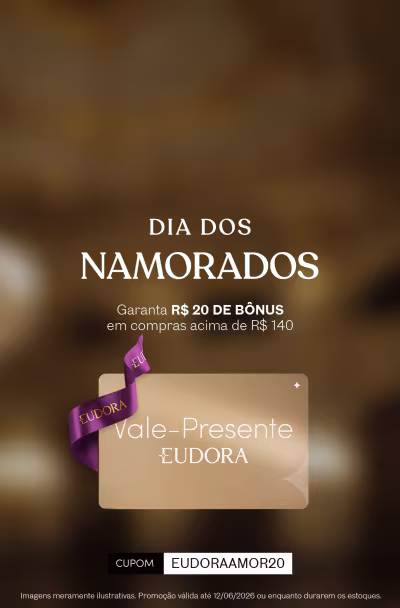 O banner apresenta um vale-presente da marca Eudora, com uma garantia de R$ 20 de bônus em compras acima de R$ 140.