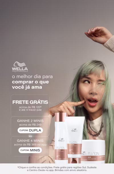 Especial Wella Professional | Frete Grátis acima de R$120 para regiões Sul, Sudeste e Centro-Oeste no APP + Ganhe Dupla Minis nas compras acima de R$249 + Dupla Minis acima de R$369 no app. *Vendido e entregue por Beleza na Web