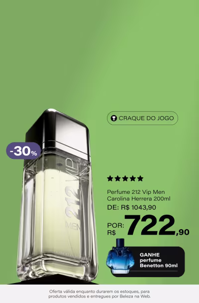 212 Vip Men Carolina Herrera Eau De Toilette - Perfume Masculino 200ml + Ganhe  Perfume 90ml De: R$ 1043,9 Por: R$ 722,9 Selo: 31% OFF *Vendidos e entregues por Beleza na Web