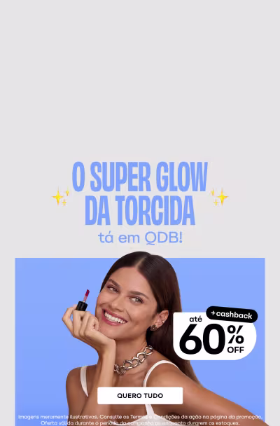 O banner destaca texto "super glow da torcida tá em ODB! Aproveite até 60% de desconto em diversos produtos."