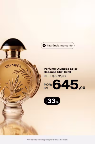 Olympéa Solar Rabanne Eau De Parfum - Perfume Feminino 80ml De: R$ 972,9 Por: R$ 645,9 Selo: -33% OFF *Vendidos e entregues por Beleza na Web