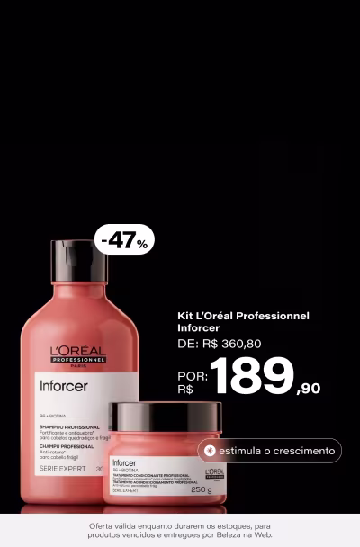 Kit L’Oréal Professionnel Inforcer Serie Expert Treat (2 Produtos) de: R$360,80 por: R$189,90 *Selo: 47% OFF *Vendidos e entregues por Beleza na Web