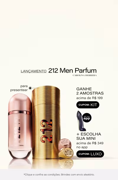 Especial Carolina Herrera | Ganhe dupla de amostras nas compras do site acima de R$199 + Ganhe Escolha sua Mini de Luxo acima de R$349 só no APP  *Envio aleatório *Vendidos e entregues por Beleza na Web