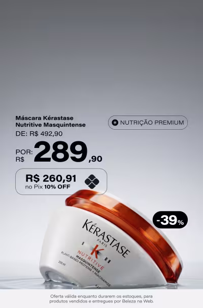 Kérastase Nutritive Masquintense - Máscara Capilar 200ml De: R$ 492,9 Por: R$ 289,9 Selo: 41% OFF *Vendidos e entregues por Beleza na Web