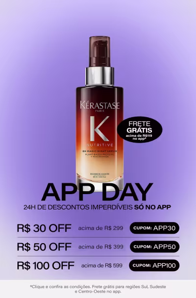 APP DAY | Ganhe R$30 acima de R$299, R$50 acima de R$399 ou R$100 acima de R$599 nas compras do app. *Vendidos e entregues por Beleza na Web