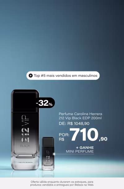 212 Vip Black Carolina Herrera Eau De Parfum - Perfume Masculino 200ml + Miniatura De: R$ 1048,9 Por: R$ 710,9 Selo: -32% OFF *Vendidos e entregues por Beleza na Web