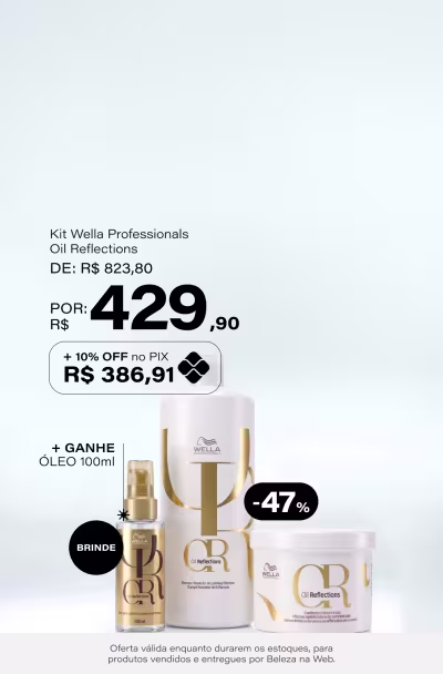 Kit Wella Professionals Oil Reflections Duo Salão (2 Produtos) De: R$ 823,8 Por: R$ 449,9 Selo: 45% OFF + Ganhe Óleo 100ml *Vendidos e entregues por Beleza na Web