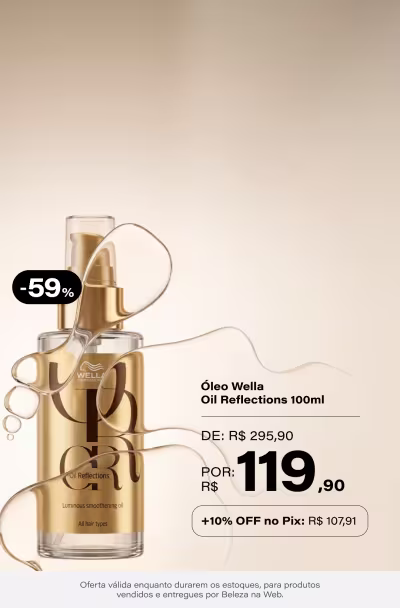 Wella Professionals Oil Reflections - Óleo Capilar 100ml De: R$ 295,9 Por: R$ 119,9 Selo: 59% OFF (No Pix: R$107,91 - 10% OFF) *Vendidos e entregues por Beleza na Web